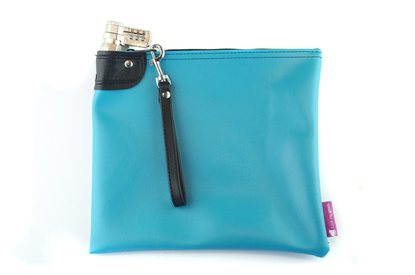 Teal locking travel bag, locking medication bag, or travel purse.