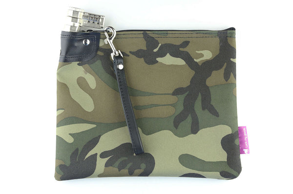 Camouflage medication bag with combination lock, provides child resistant packaging for cannabis. 