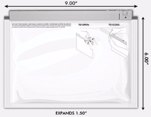 Stink Sack bag illustration with dimensions.