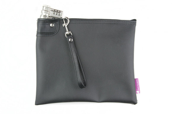Basic black bag, shown with wrist strap