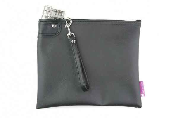Basic black bag, shown with wrist strap