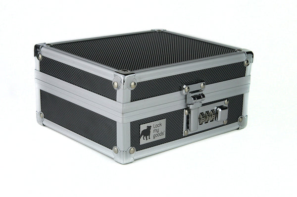 Locking travel case with combination lock. Child resistant.  Child lock.